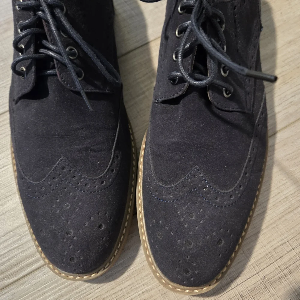 ALFANI MEN'S OWEN OXFORD BLUE SUEDE LACE UP SHOES SIZE 9.5